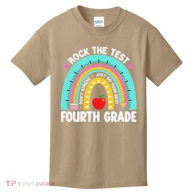 Rock The Test Day 4th Grade Teacher Fourth Grade Testing Kids T-Shirt