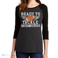 Ready To Tackle First Grade Football First Day Of School Women's Tri-Blend 3/4-Sleeve Raglan Shirt thumb 2