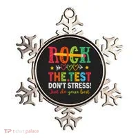 Rock The Test Don't Stress Just Do Your Best Teacher Testing Ornament thumb 0