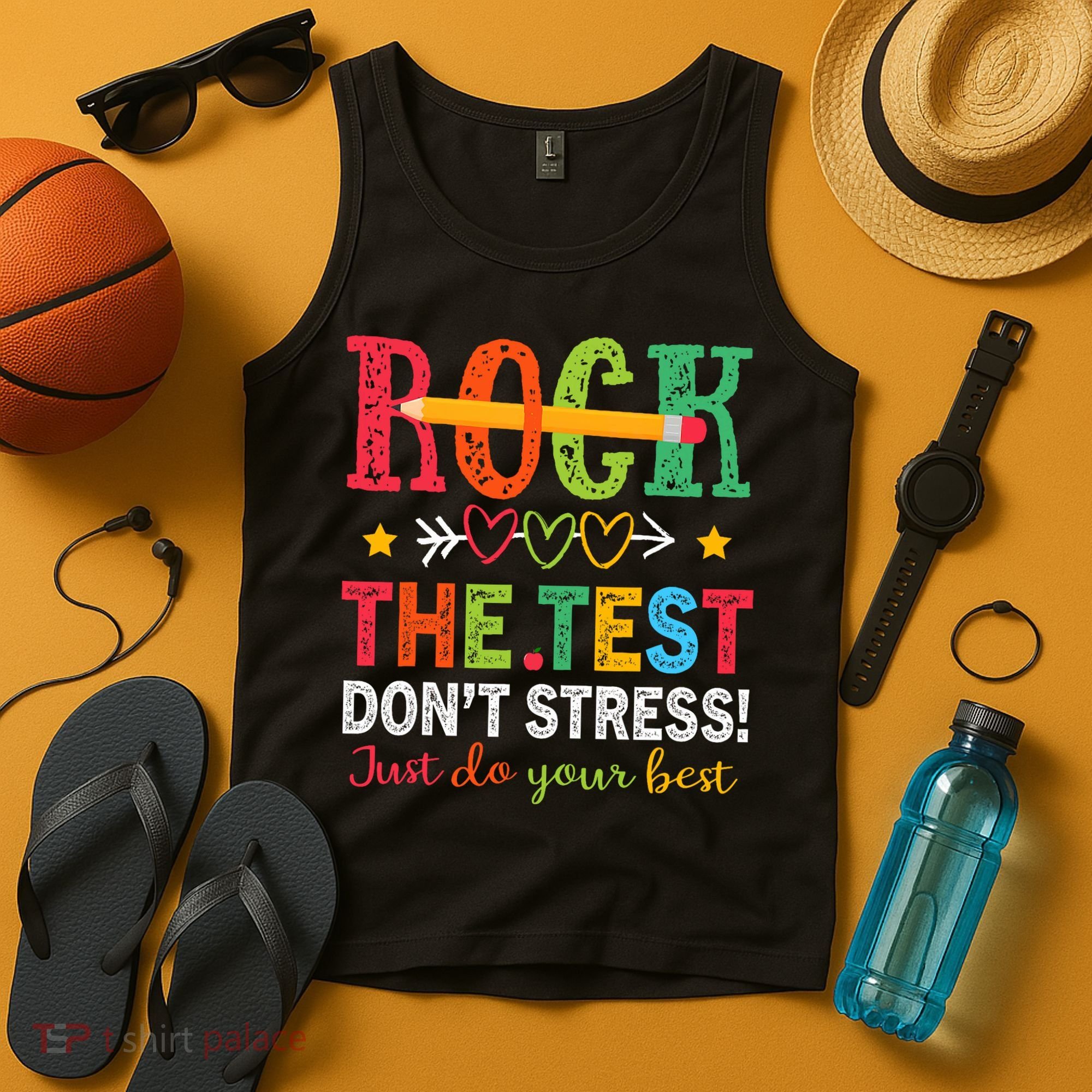 Rock The Test Don't Stress Just Do Your Best Teacher Testing Tank Top