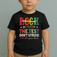 Rock The Test Don't Stress Just Do Your Best Teacher Testing Toddler T-Shirt thumb 2