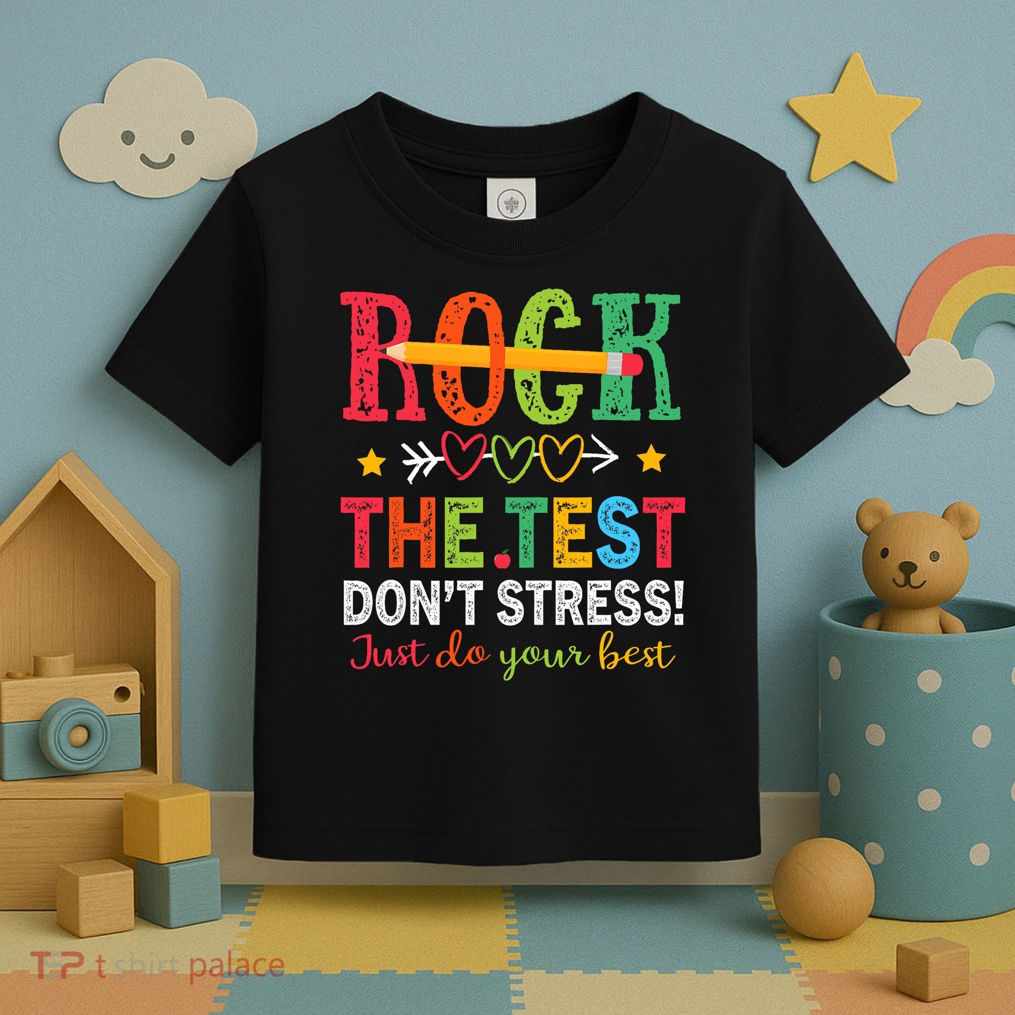 Rock The Test Don't Stress Just Do Your Best Teacher Testing Toddler T-Shirt