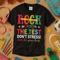 Rock The Test Don't Stress Just Do Your Best Teacher Testing Kids T-Shirt thumb 3