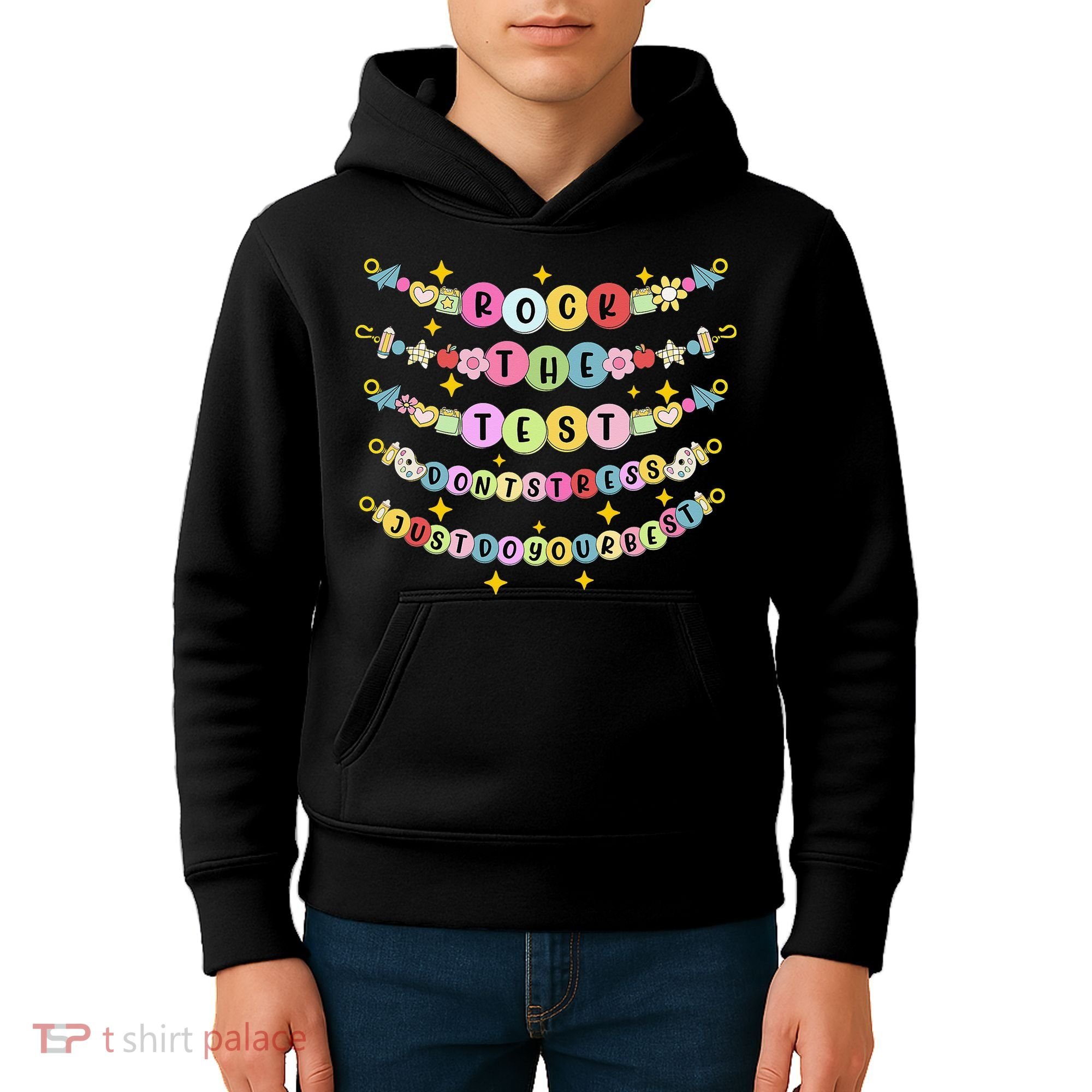 Rock The Test Day Dont Stress Just Do Your Best Bracelet Kids Hoodie