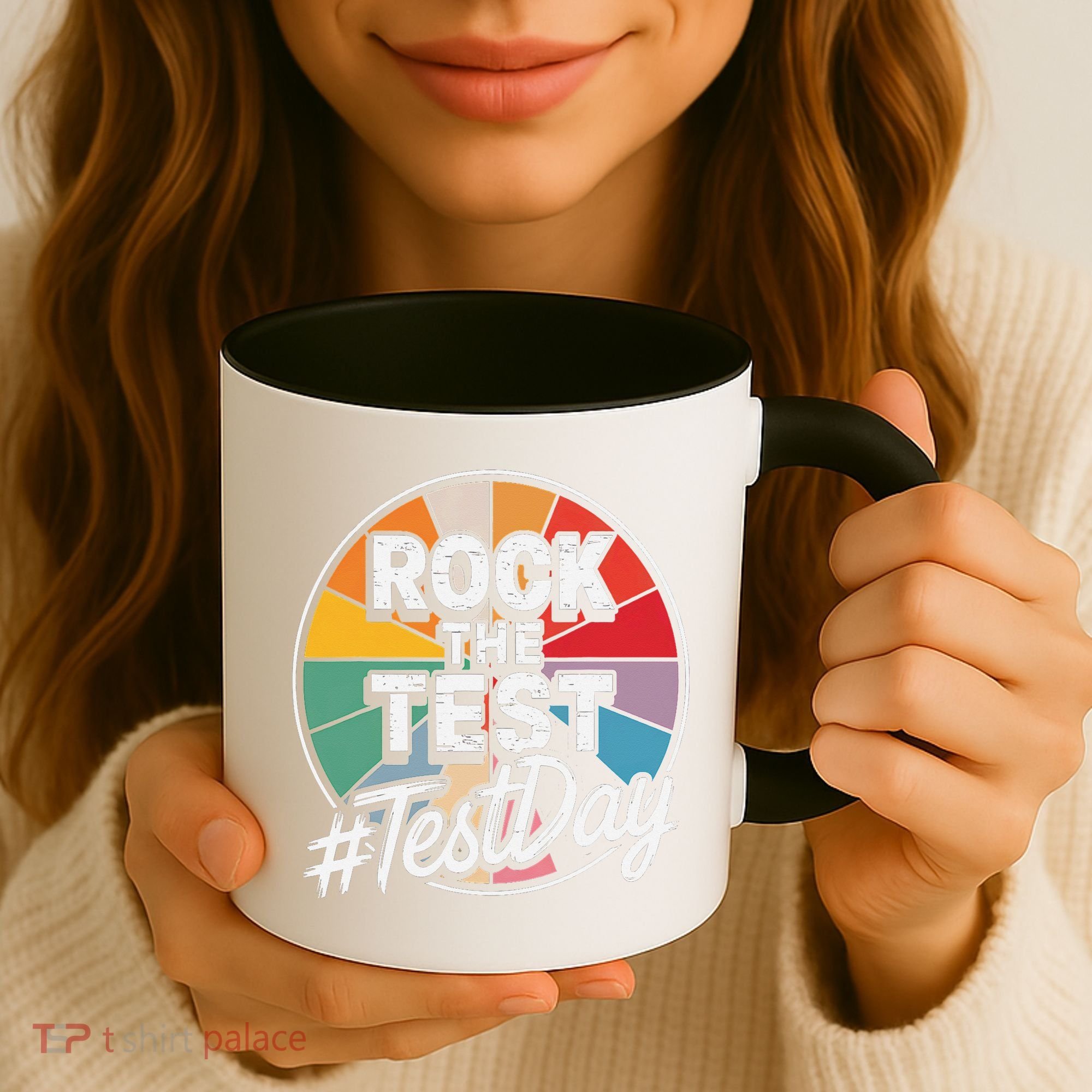 Rock The Test Motivation For Teachers Students On Exam Day Coffee Mug
