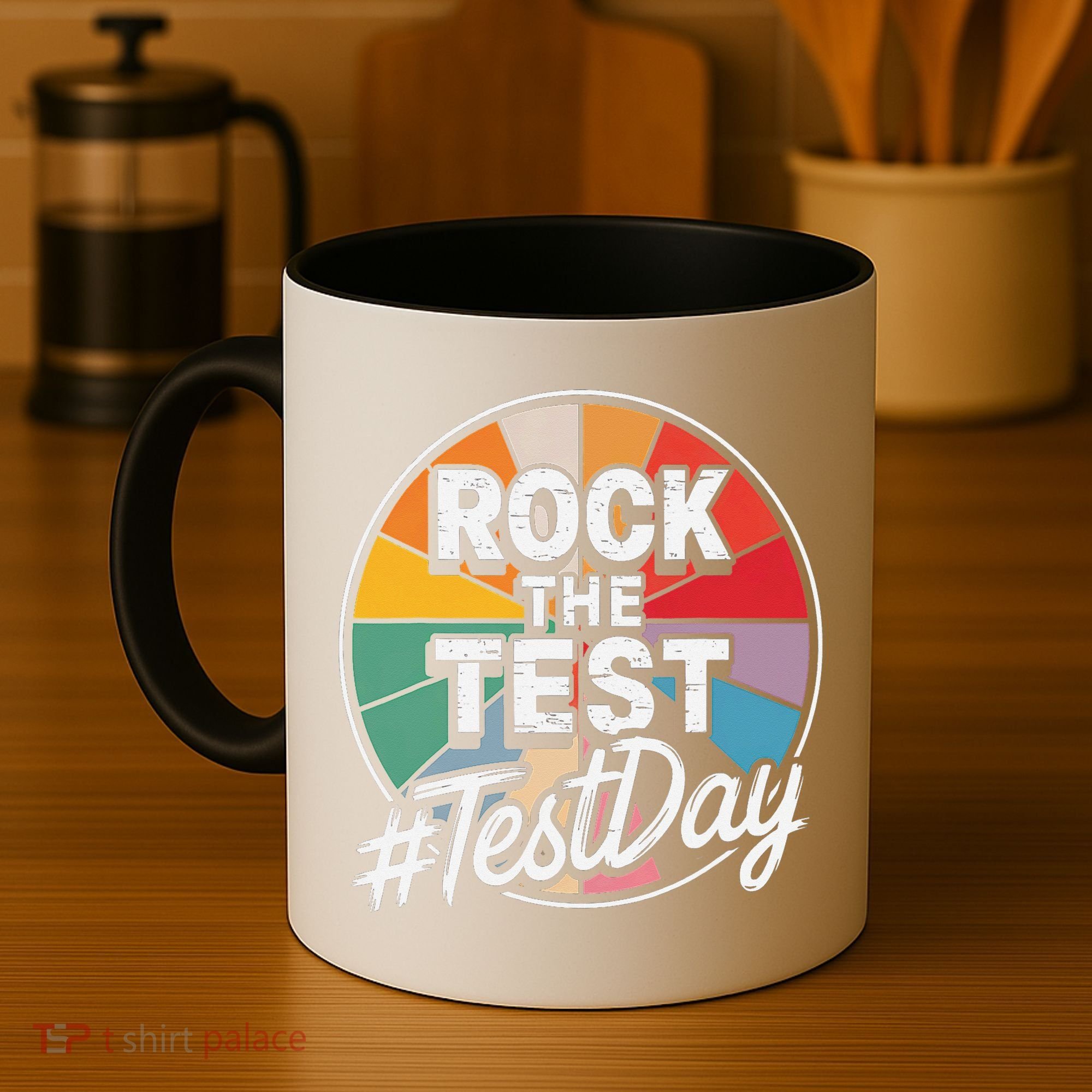Rock The Test Motivation For Teachers Students On Exam Day Coffee Mug
