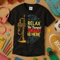 Relax The Trumpet Player Is Here Kids T-Shirt thumb 3