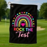 Rock The Test Test Day Teacher Testing Day Golf Towel thumb 1