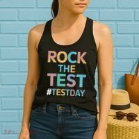 Rock The Test Exam Day Look For Motivated Students Teachers Women's Tank Top thumb 2
