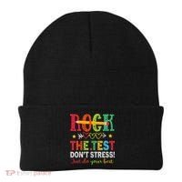 Rock The Test Dont Stress Just Do Your Best Teacher Testing Beanie thumb 0