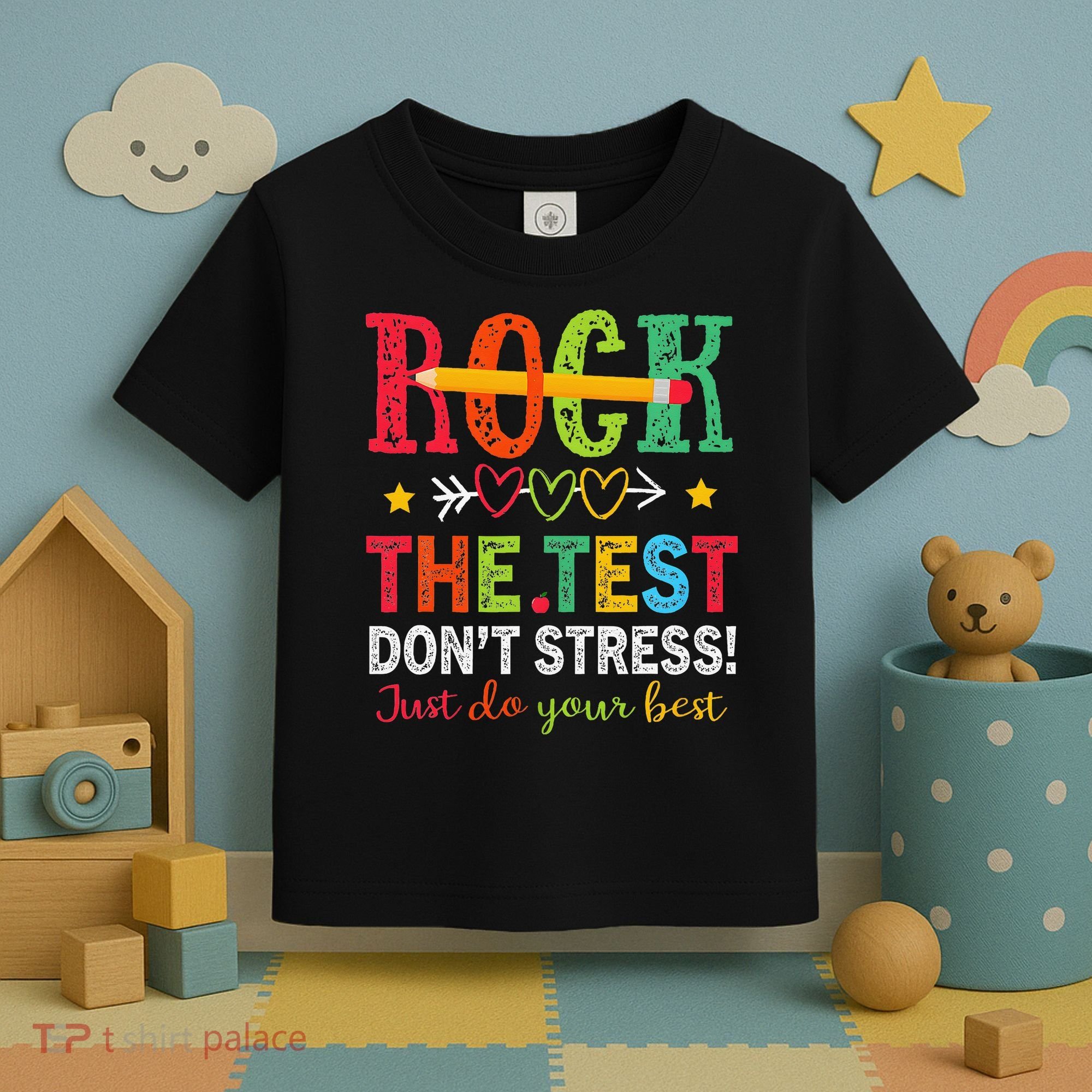 Rock The Test Dont Stress Just Do Your Best Teacher Testing Toddler T-Shirt