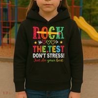 Rock The Test Dont Stress Just Do Your Best Teacher Testing Kids Hoodie thumb 3