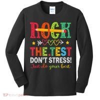 Rock The Test Dont Stress Just Do Your Best Teacher Testing Kids Long Sleeve Shirt thumb 0
