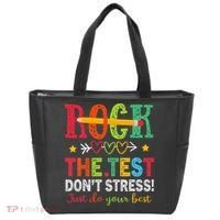 Rock The Test Dont Stress Just Do Your Best Teacher Testing Tote Bag thumb 0