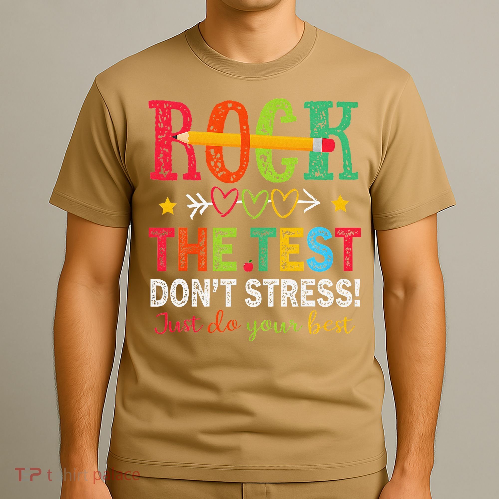 Rock The Test Dont Stress Just Do Your Best Teacher Testing T-Shirt