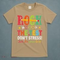 Rock The Test Dont Stress Just Do Your Best Teacher Testing T-Shirt thumb 5