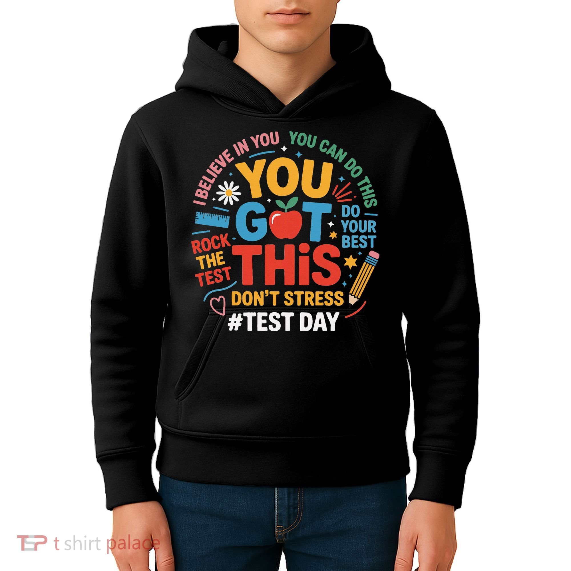 Rock The Test Dont Stress You Got This Funny Testing Day Kids Hoodie
