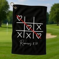 Romans Tic Tac Toe Heart Classic Strategy Game For Christian Golf Towel thumb 1