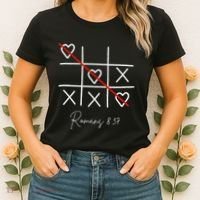 Romans Tic Tac Toe Heart Classic Strategy Game For Christian Women's T-Shirt thumb 2