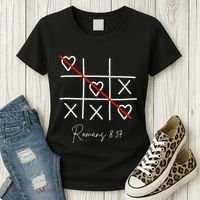 Romans Tic Tac Toe Heart Classic Strategy Game For Christian Women's T-Shirt thumb 3