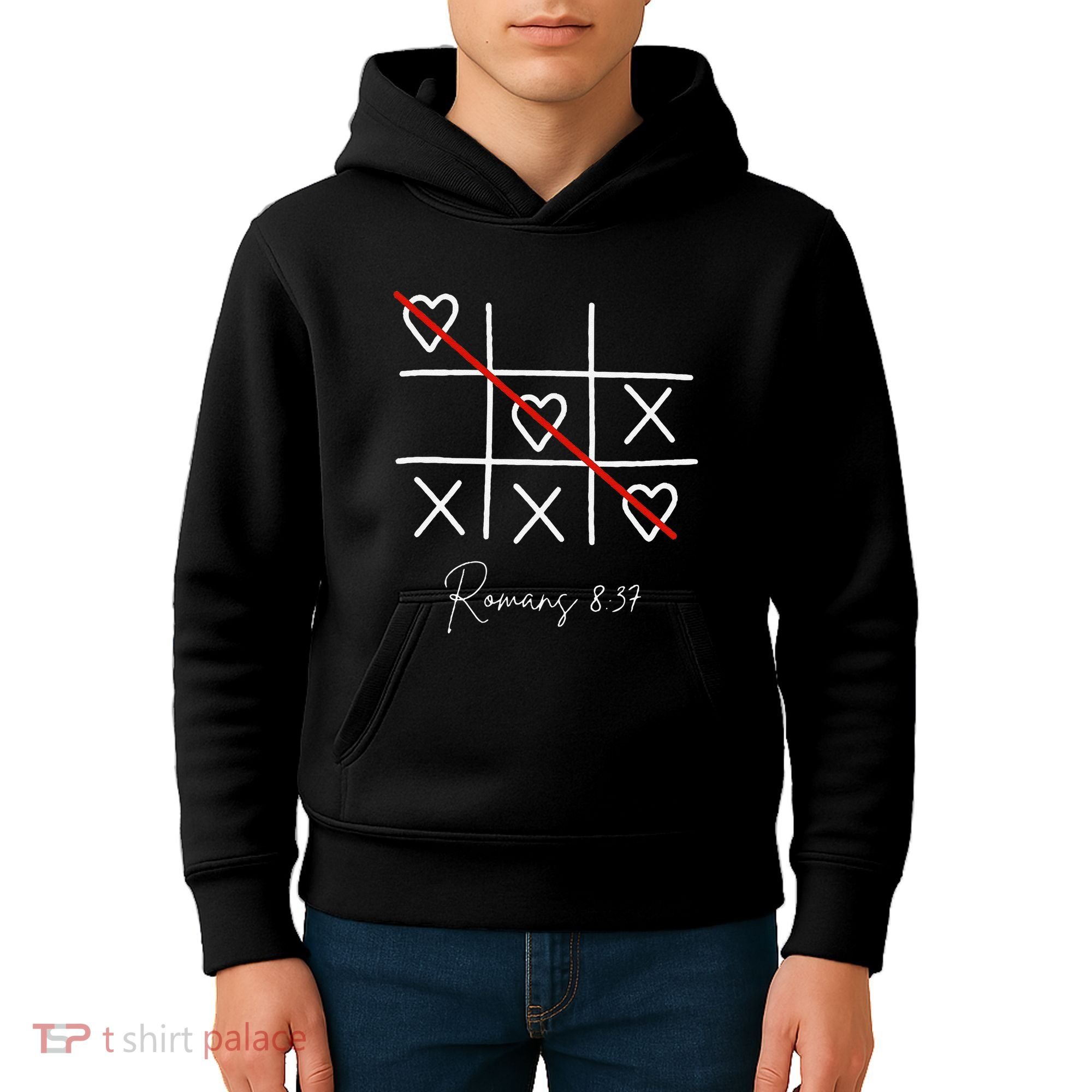 Romans Tic Tac Toe Heart Classic Strategy Game For Christian Kids Hoodie
