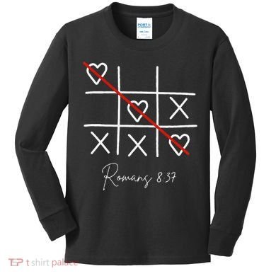 Romans Tic Tac Toe Heart Classic Strategy Game For Christian Kids Long Sleeve Shirt