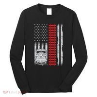 Railroad Train Usa Flag American Train Conductor Railway Long Sleeve Shirt thumb 0
