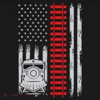 Railroad Train Usa Flag American Train Conductor Railway Sweatshirt thumb 3