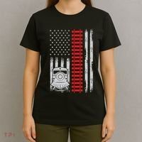 Railroad Train Usa Flag American Train Conductor Railway T-Shirt thumb 4