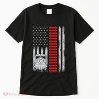 Railroad Train Usa Flag American Train Conductor Railway Tall T-Shirt thumb 0