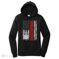 Railroad Train Usa Flag American Train Conductor Railway Women's Hoodie thumb 0