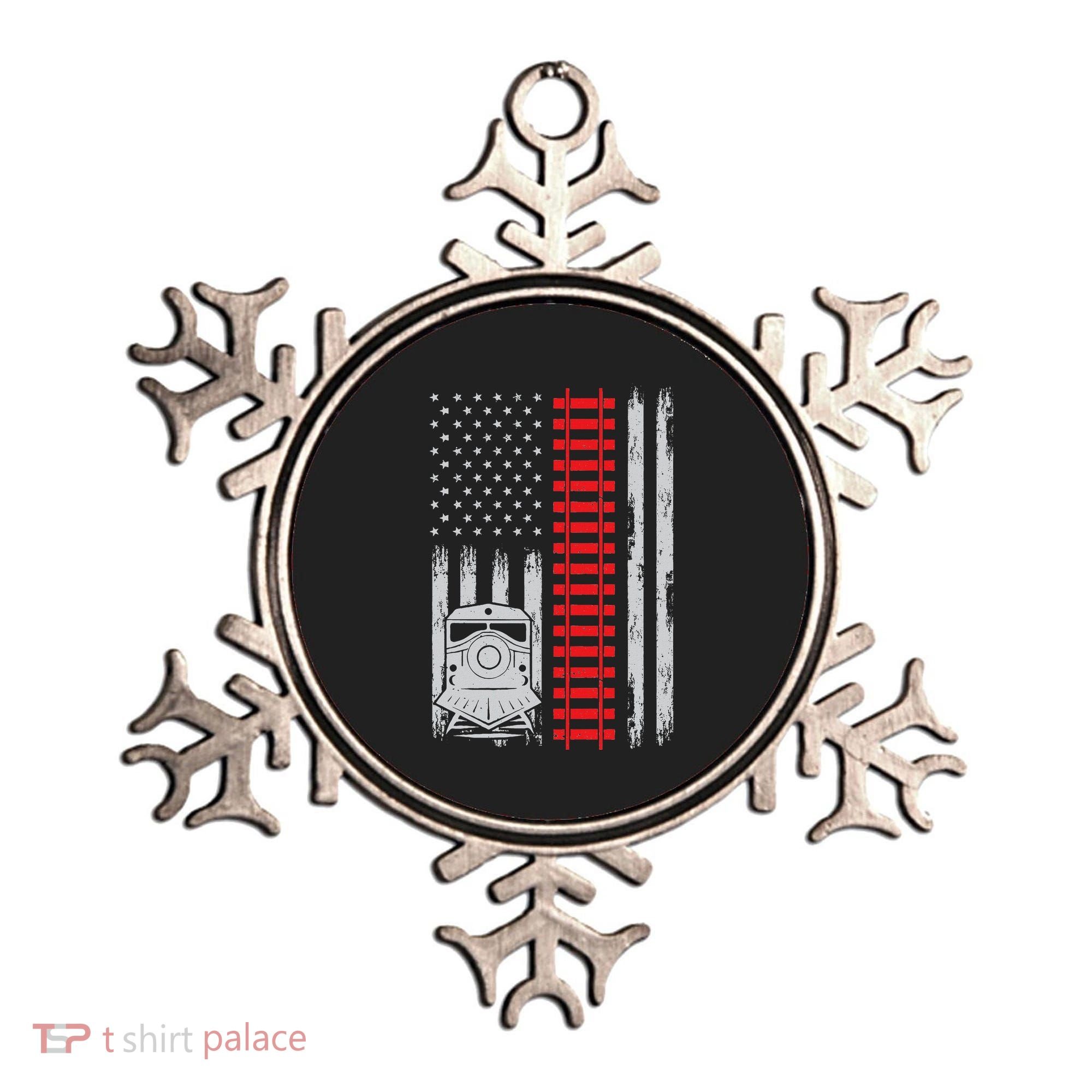 Railroad Train Usa Flag American Train Conductor Railway Ornament