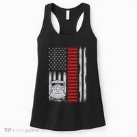 Railroad Train Usa Flag American Train Conductor Railway Women's Tank Top thumb 0