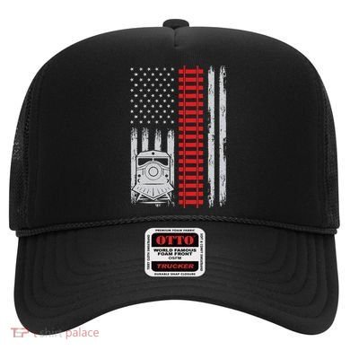 Railroad Train Usa Flag American Train Conductor Railway Hat