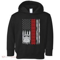 Railroad Train Usa Flag American Train Conductor Railway Toddler Hoodie thumb 0