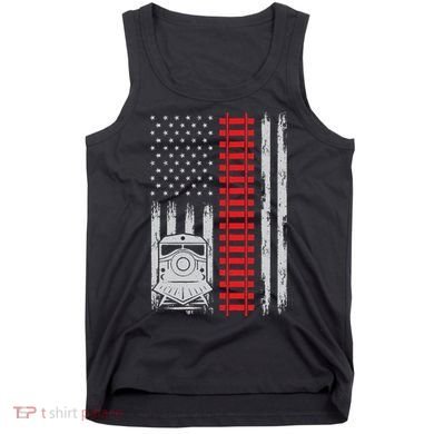 Railroad Train Usa Flag American Train Conductor Railway Tank Top