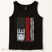 Railroad Train Usa Flag American Train Conductor Railway Tank Top thumb 2