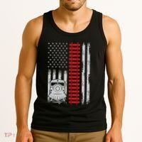 Railroad Train Usa Flag American Train Conductor Railway Tank Top thumb 3