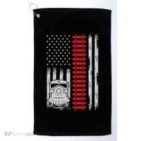 Railroad Train Usa Flag American Train Conductor Railway Golf Towel thumb 0