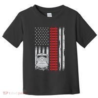 Railroad Train Usa Flag American Train Conductor Railway Toddler T-Shirt thumb 0