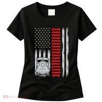 Railroad Train Usa Flag American Train Conductor Railway Women's T-Shirt thumb 0