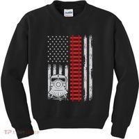 Railroad Train Usa Flag American Train Conductor Railway Kids Sweatshirt thumb 0