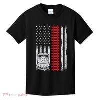 Railroad Train Usa Flag American Train Conductor Railway Kids T-Shirt thumb 0