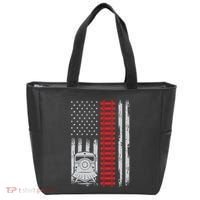 Railroad Train Usa Flag American Train Conductor Railway Tote Bag thumb 0