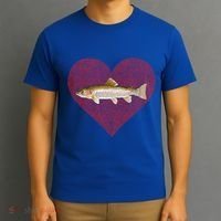 Rainbow Trout Valentines Day Fish Love Fingerprint Gift T-Shirt thumb 3