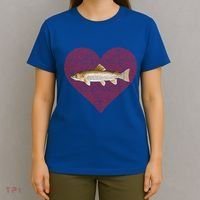 Rainbow Trout Valentines Day Fish Love Fingerprint Gift T-Shirt thumb 4