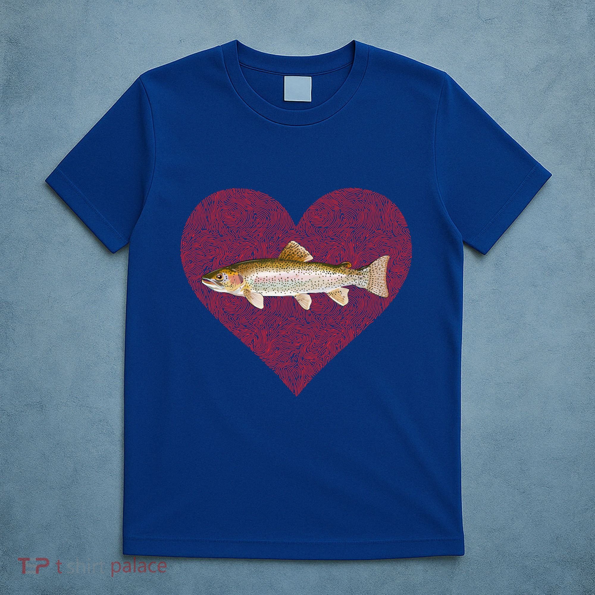 Rainbow Trout Valentines Day Fish Love Fingerprint Gift T-Shirt