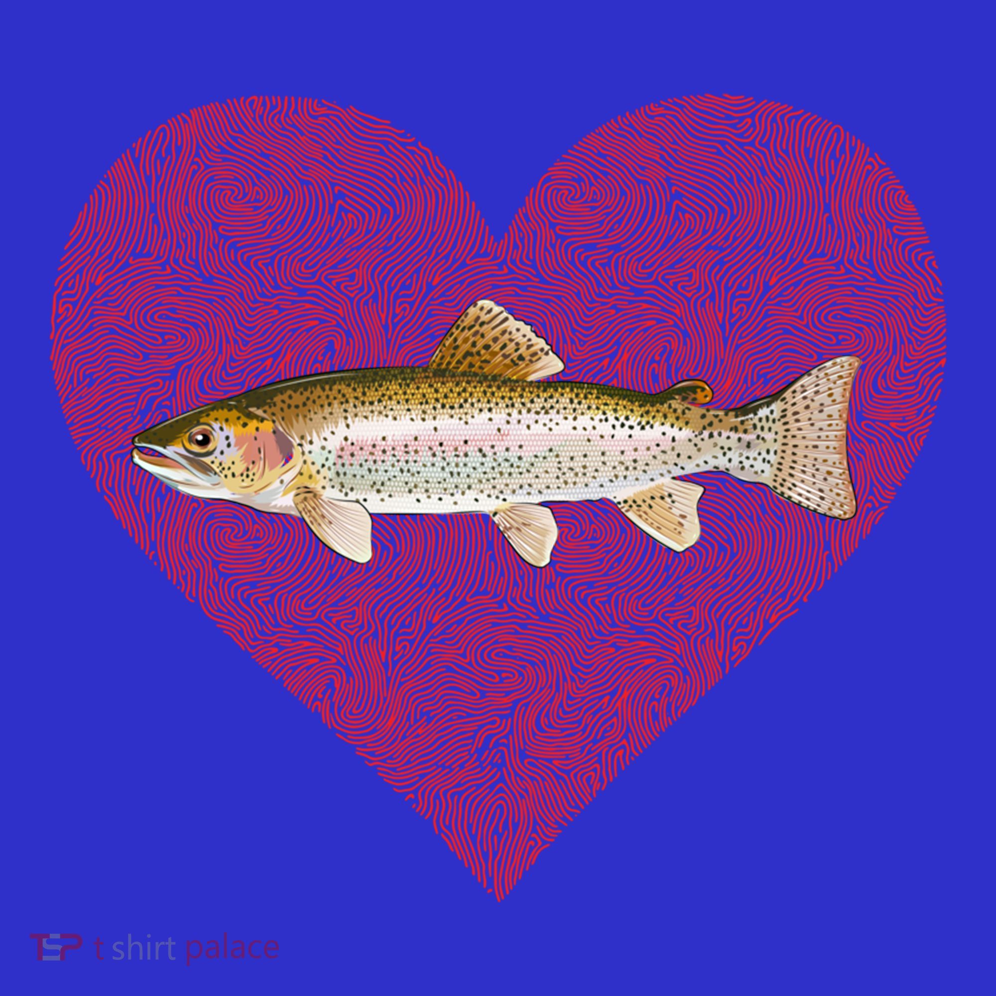 Rainbow Trout Valentines Day Fish Love Fingerprint Gift T-Shirt