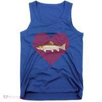 Rainbow Trout Valentines Day Fish Love Fingerprint Gift Tank Top thumb 0