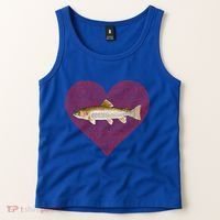 Rainbow Trout Valentines Day Fish Love Fingerprint Gift Tank Top thumb 2